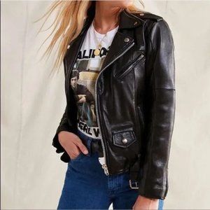 PeleCheCoco x Free People Handmade Leather Moto S Black Biker Jacket